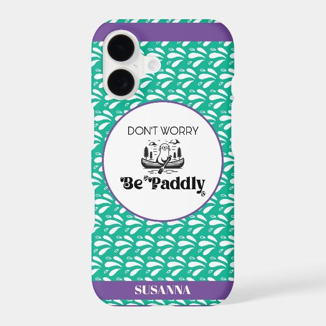 Light Green Retro Pattern Otter Canoe Custom Name (Back)