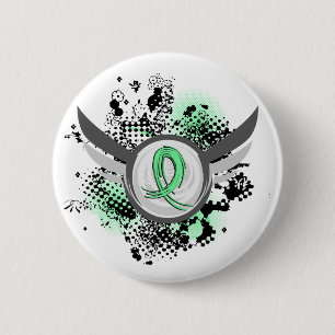 Light Green Ribbon And Wings Celiac Disease 6 Cm Round Badge