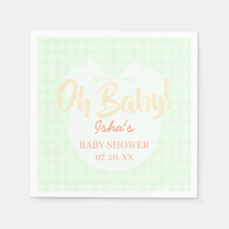 Light Green Ribbon Bear Baby Shower Paper Napkin