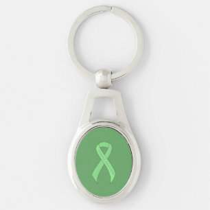 Light Green Ribbon Support Awareness Key Ring