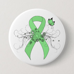 Light Green Ribbon with Butterfly 7.5 Cm Round Badge