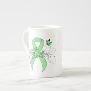 Light Green Ribbon with Butterfly Bone China Mug