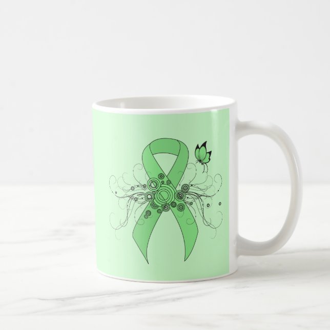 Light Green Ribbon with Butterfly Coffee Mug (Right)