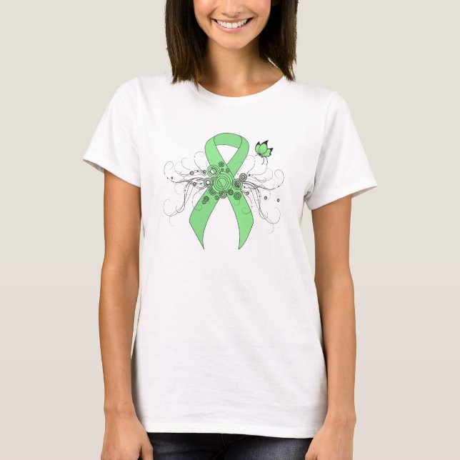 Light Green Ribbon with Butterfly T-Shirt (Front)