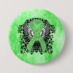 Light Green Ribbon with Wings 7.5 Cm Round Badge