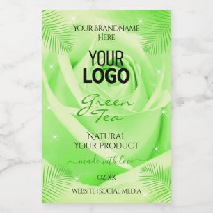Light Green Rose Palm Leaves Logo Product Labels