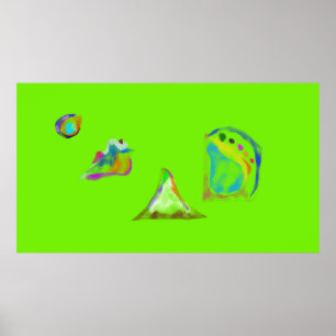Light Green Simple Abstract Objects Poster