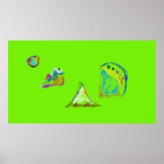 Light Green Simple Abstract Objects Poster (Front)