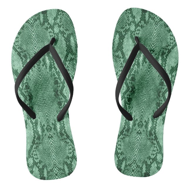 Light Green Snake Skin Print Flip Flops (Footbed)