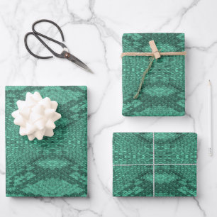 Light Green Snake Skin Print Wrapping Paper Sheet