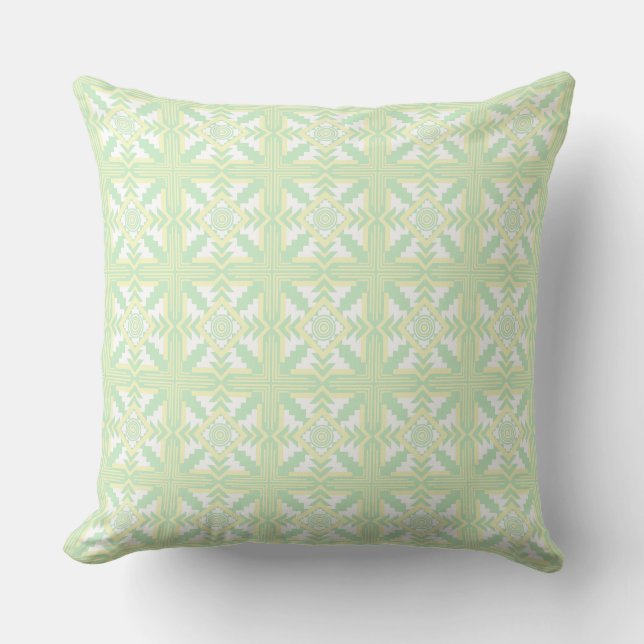 Light Green Southwestern Throw Pillow (Front)