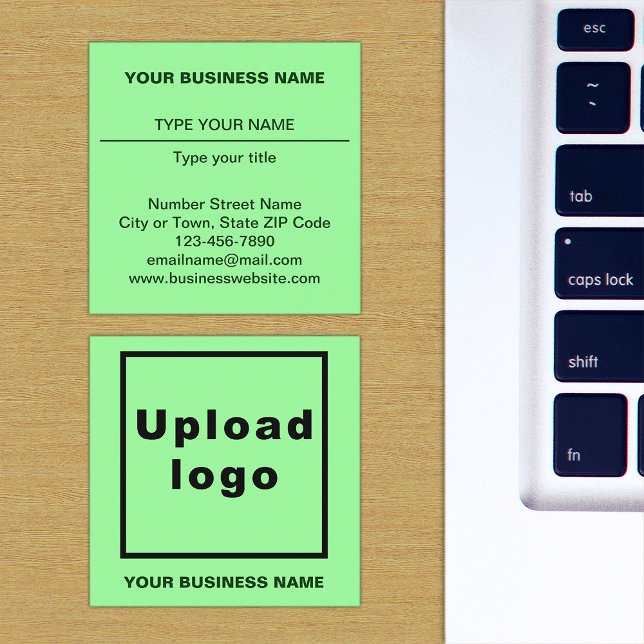 Light Green Square Business Card (The front and back of the light green square business card)