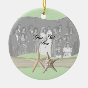 Light Green Starfish Photo Ceramic Tree Decoration