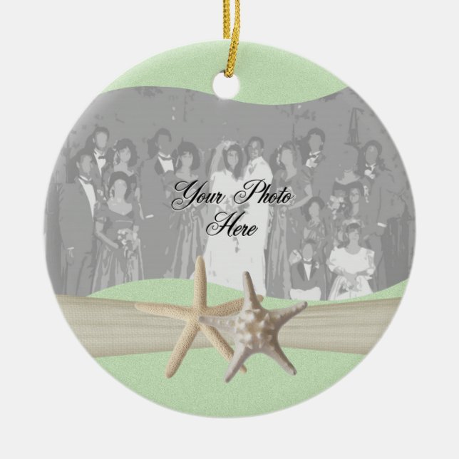 Light Green Starfish Photo Ceramic Tree Decoration (Front)
