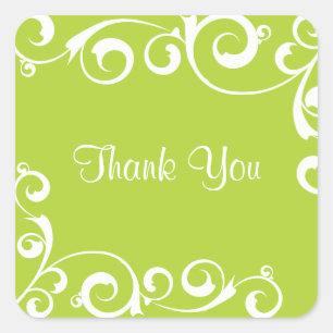 Light Green Swirl Thank You Sticker