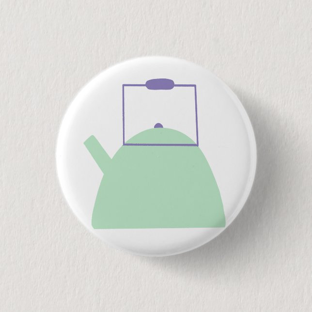 Light Green Tea Kettle 3 Cm Round Badge (Front)