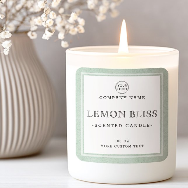 Light green texture border square product label (Light green texture border square product label)