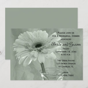 Light Green Tinted Daisy Wedding Rehearsal Dinner Invitation