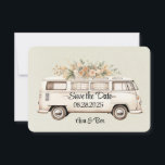 Light Green Vintage Bus Wedding  Save The Date<br><div class="desc">I hope you like this light green watercolor background texture with a vintage bus and florals. Matching invitations and wedding party supplies are available in this collection suite.</div>