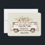 Light Green Vintage Bus Wedding  Save The Date<br><div class="desc">I hope you like this light green watercolor background texture with a vintage bus and florals. Matching invitations and wedding party supplies are available in this collection suite.</div>