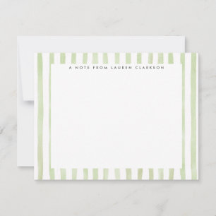 Light Green Watercolor Striped Note Card
