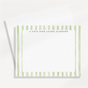 Light Green Watercolor Striped Note Card