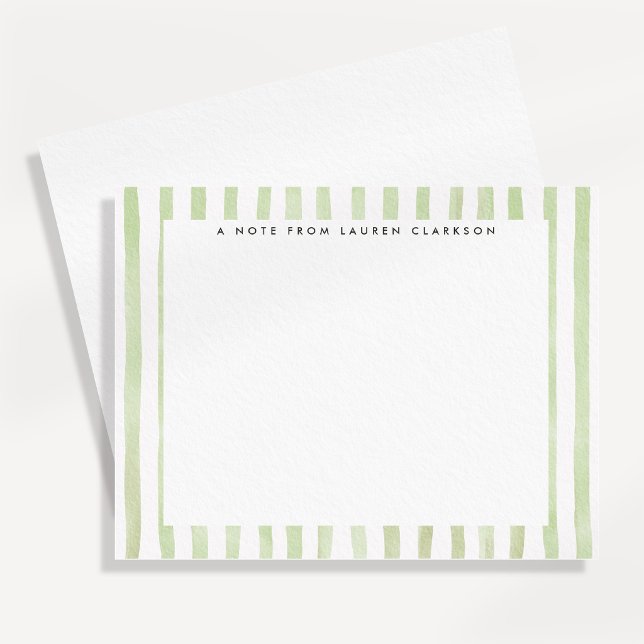 Light Green Watercolor Striped  Note Card (Creator Uploaded)