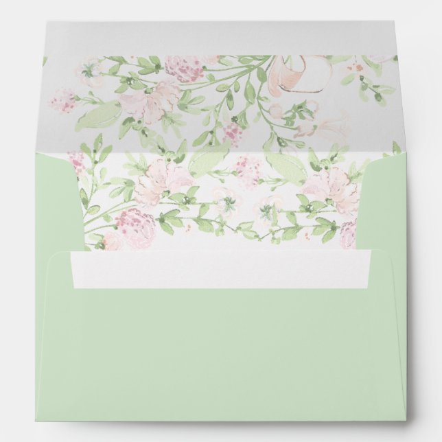 Light Green Watercolor Wedding Envelope (Back (Bottom))