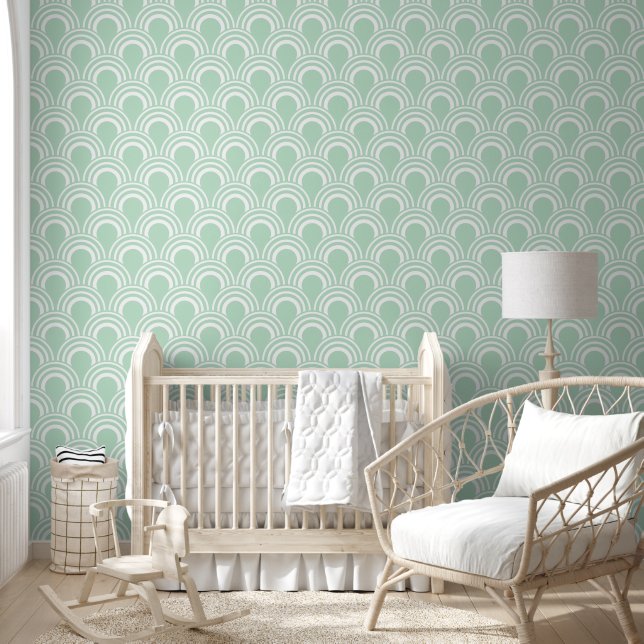 Light Green Waves Design Wallpaper (Kids)