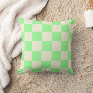 Light Green White Checkerboard Pillow
