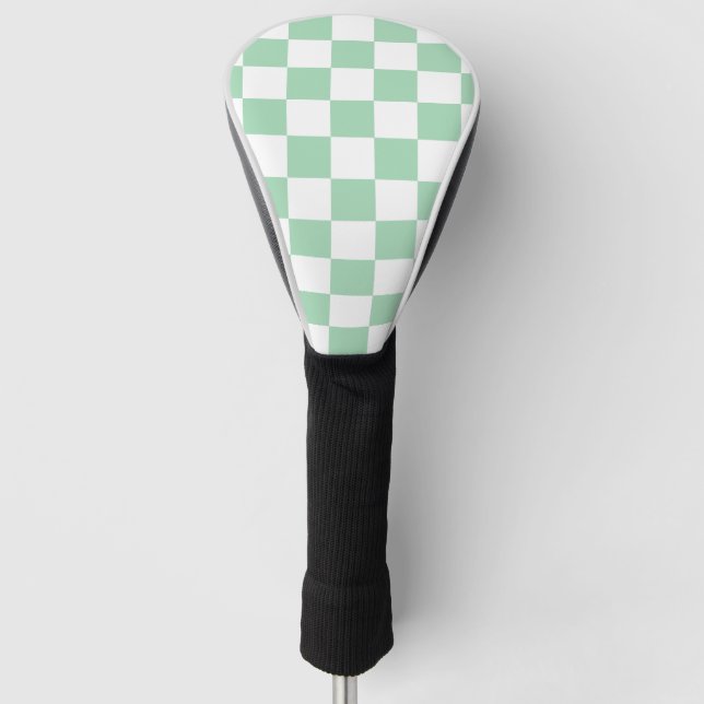 Light Green & White Checkered Pattern – Fresh Golf Head Cover (Front)