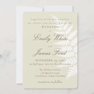 Light Green White Fern 5x7 Botanical Wedding Invitation