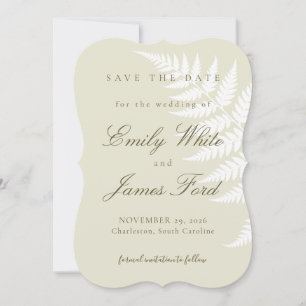 Light Green White Fern 5x7 Simply Elegant Save The Date