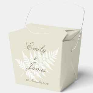 Light Green White Fern Large Take Out Wedding Favour Box
