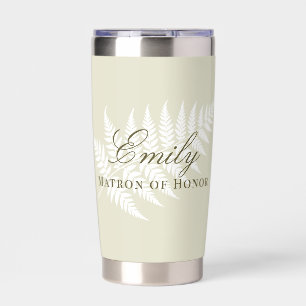 Light Green White Fern Pastel Matron of Honour Insulated Tumbler