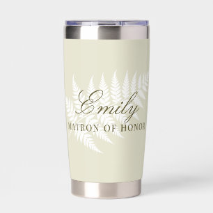 Light Green White Fern Pastel Matron of Honour Insulated Tumbler