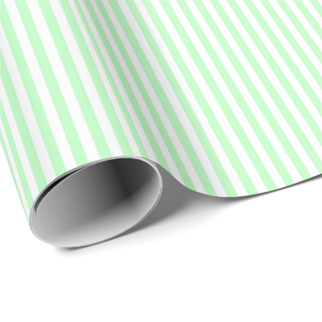 Light Green & White Stripes Wrapping Paper (Roll Corner)