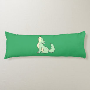 Light Green Wolf Pup Howling Body Cushion