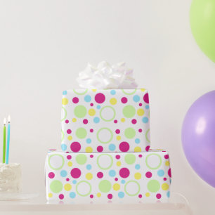 Light Green Yellow Magenta Blue Circles Dots Wrapping Paper