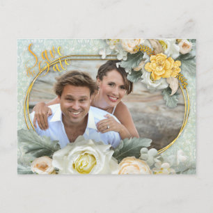 Light Green, Yellow & White Mandalas  Announcement Postcard