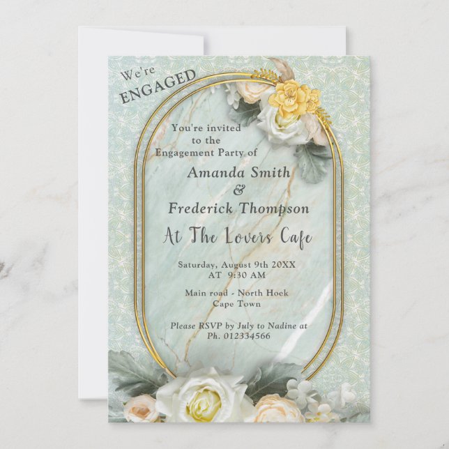 Light Green, Yellow & White Mandalas  Invitation (Front)
