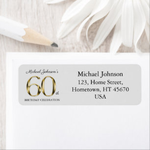 Light Grey 60th Birthday Gold Text Return Address