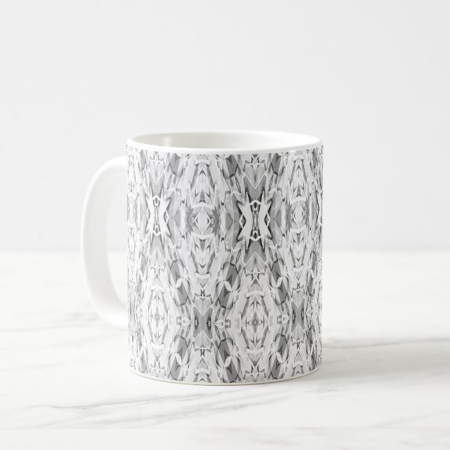 Light grey abstract geometry pattern coffee mug (Front Left)