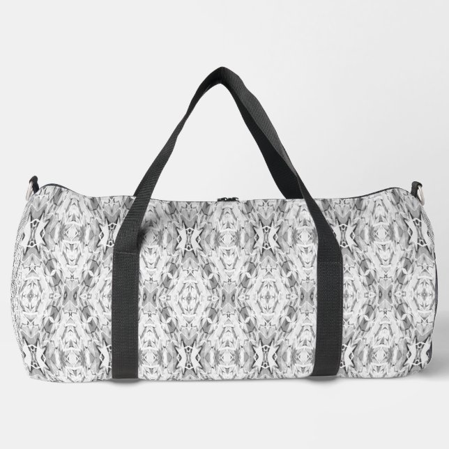 Light grey abstract geometry pattern duffle bag (Front)