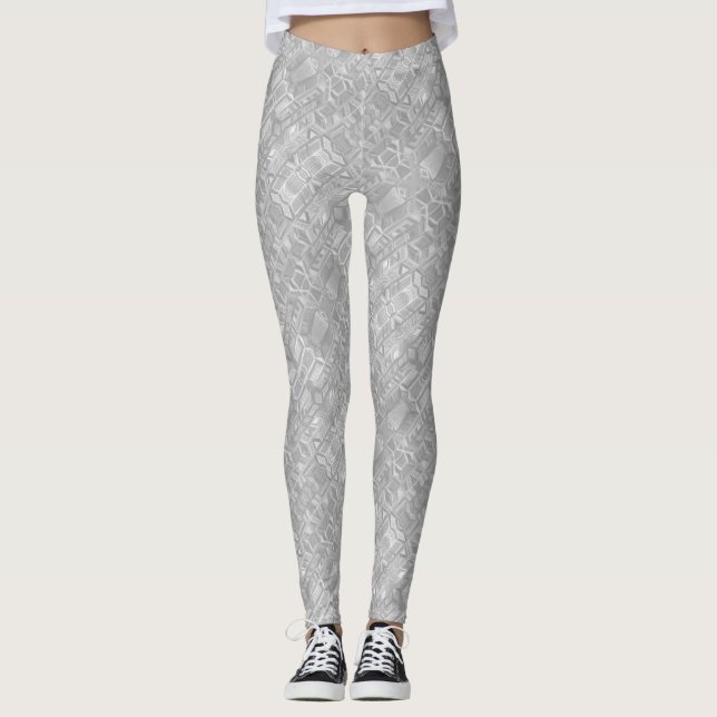 Light Grey Abstract Pattern Leggings (Front)
