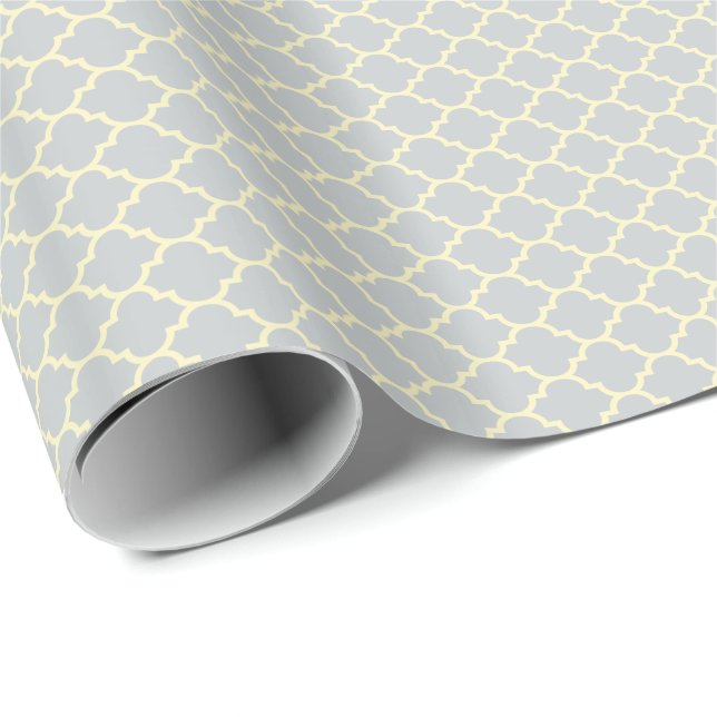 Light Grey And Beige Quatrefoil Pattern Wrapping Paper (Roll Corner)