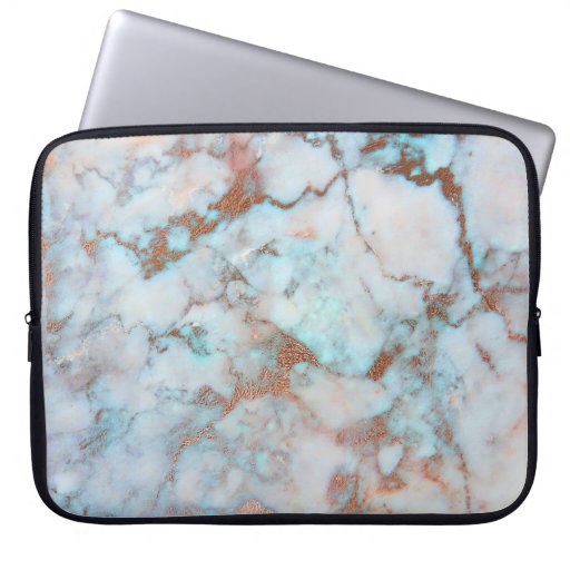 Image of Light Grey And Brown Marble Stone Pattern Laptop Sleeve