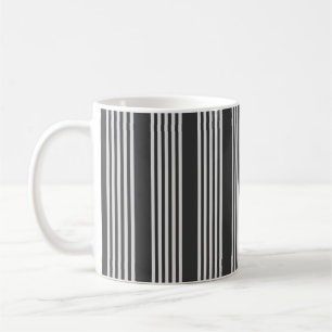 Light grey and charcoal five stripes pattern coffee mug