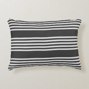 Light grey and charcoal five stripes pattern decorative cushion