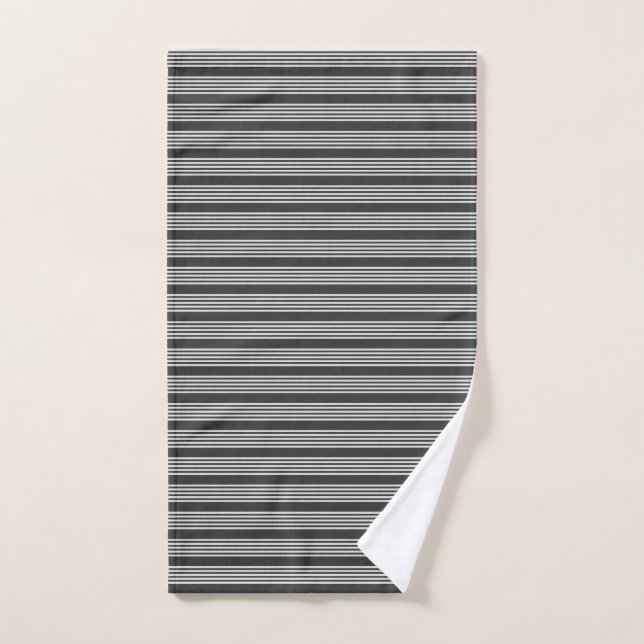 Light grey and charcoal five stripes pattern hand towel (Hand Towel)